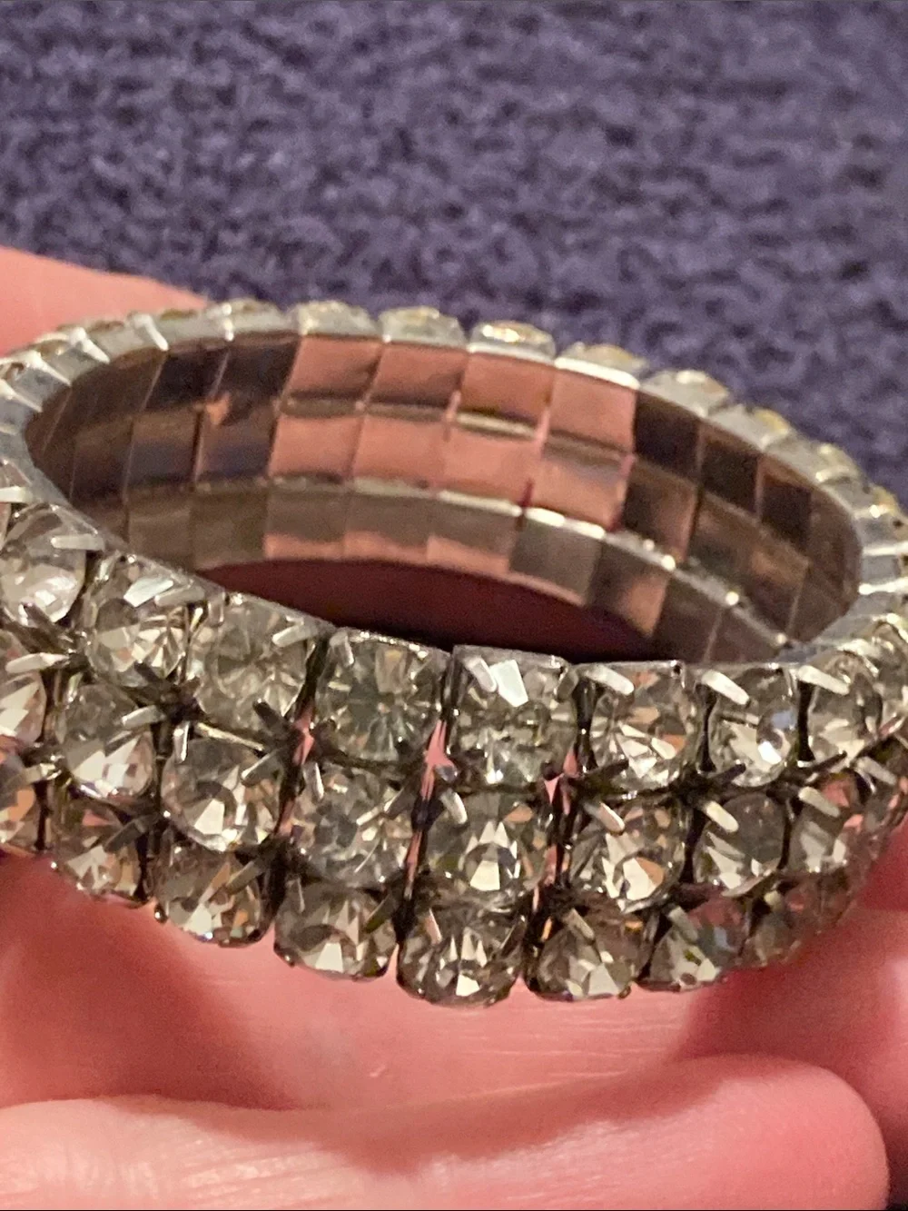 Clear Crystal Stretch Bracelet - Sparkling Silver Tone
